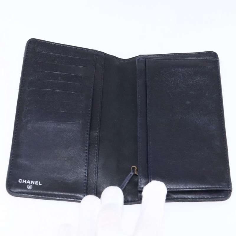 【日本直送】香奈兒 (CHANEL) Matelasse COCO Mark 長款皮夾,黑色皮革,CC 標誌,正品編號 144624-8