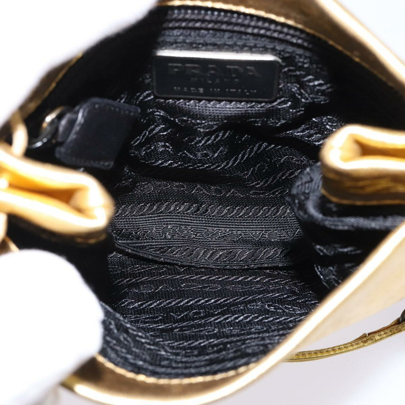 【日本直送】PRADA 鏈條單肩包 皮革 金色 正品 144612-10
