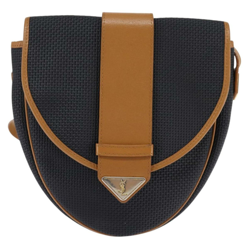 【日本直送】SAINT LAURENT 肩背包 塗層帆布 黑色 棕色 金色 正品 144544-12