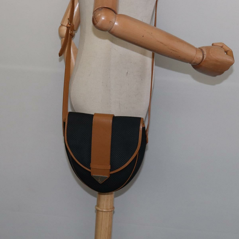 【日本直送】SAINT LAURENT 肩背包 塗層帆布 黑色 棕色 金色 正品 144544-21