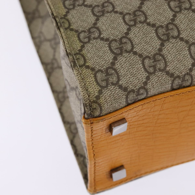 【日本直送】GUCCI GG Supreme 手提包 PVC 皮革 米色 銀色 91249 正品 144530-14