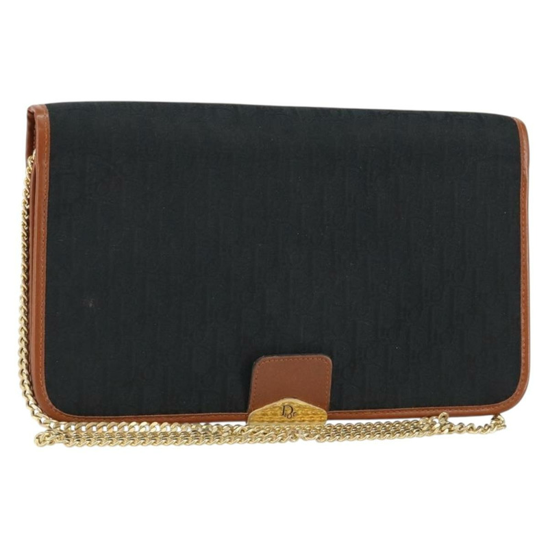 【日本直送】Christian Dior Trotter帆布鏈條單肩包 黑色 金色 正品 144627-0