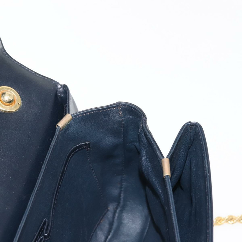【日本直送】CELINE 鏈條單肩包 皮革 海軍藍 金色 正品 144581-18