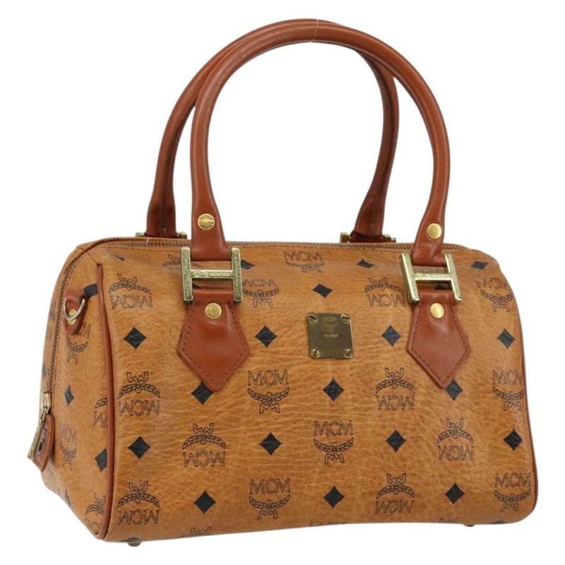 【日本直送】MCM Logoogram Vicetos 波士頓包 PVC 皮革 棕色 金色 正品 145190-0