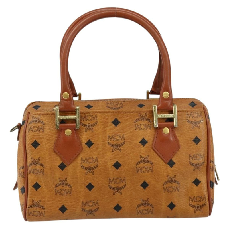 【日本直送】MCM Logoogram Vicetos 波士頓包 PVC 皮革 棕色 金色 正品 145190-1