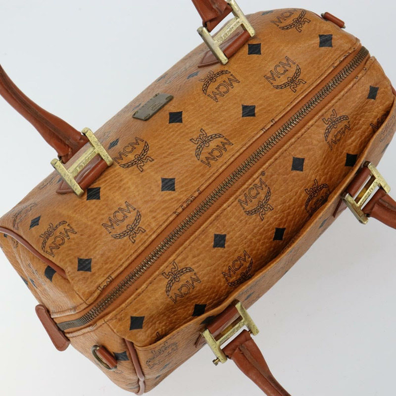 【日本直送】MCM Logoogram Vicetos 波士頓包 PVC 皮革 棕色 金色 正品 145190-5