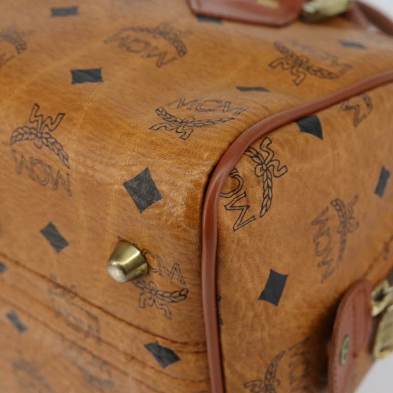 【日本直送】MCM Logoogram Vicetos 波士頓包 PVC 皮革 棕色 金色 正品 145190-14