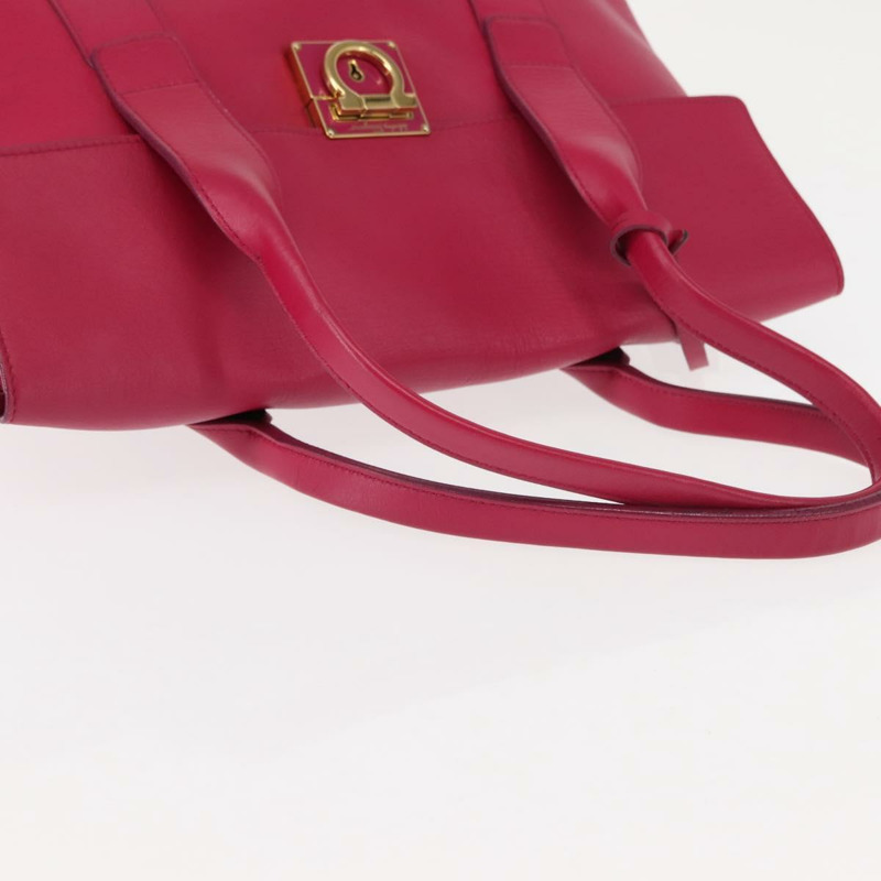【日本直送】Salvatore Ferragamo Gancini 手提包 皮革 粉紅色 金飾 正品 142269-5