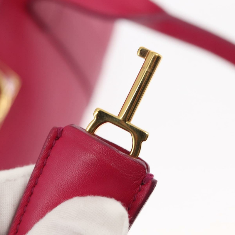 【日本直送】Salvatore Ferragamo Gancini 手提包 皮革 粉紅色 金飾 正品 142269-8