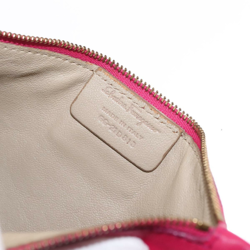 【日本直送】Salvatore Ferragamo Gancini 手提包 皮革 粉紅色 金飾 正品 142269-11