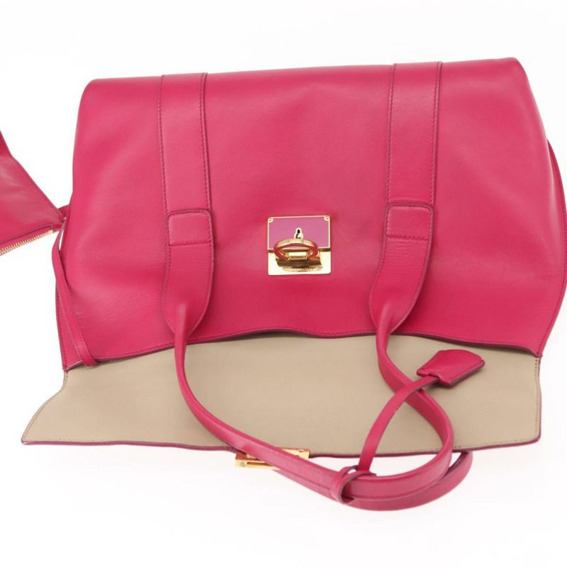【日本直送】Salvatore Ferragamo Gancini 手提包 皮革 粉紅色 金飾 正品 142269-18