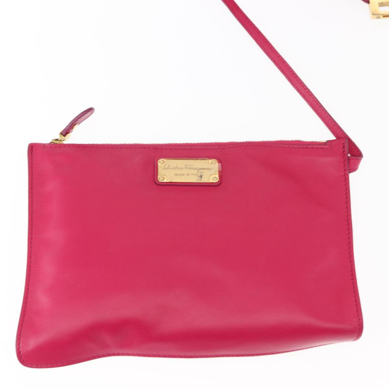 【日本直送】Salvatore Ferragamo Gancini 手提包 皮革 粉紅色 金飾 正品 142269-21