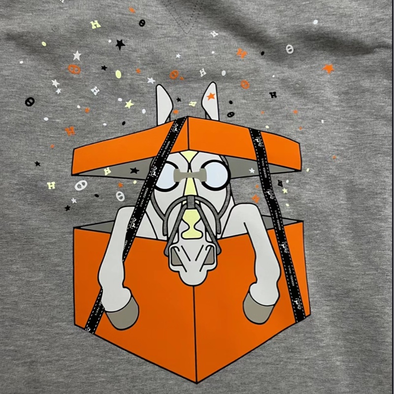 💖Hermes 衛衣 長袖💖 經典馬匹 灰色 L號 99新-2