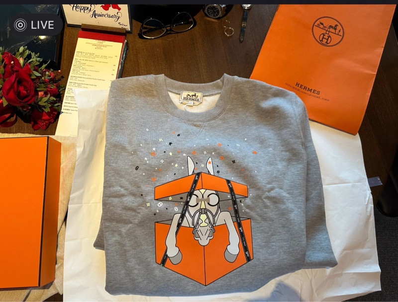 💖Hermes 衛衣 長袖💖 經典馬匹 灰色 L號 99新-9