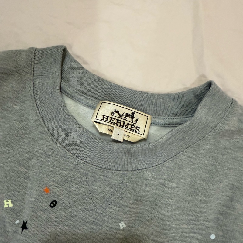 💖Hermes 衛衣 長袖💖 經典馬匹 灰色 L號 99新-10