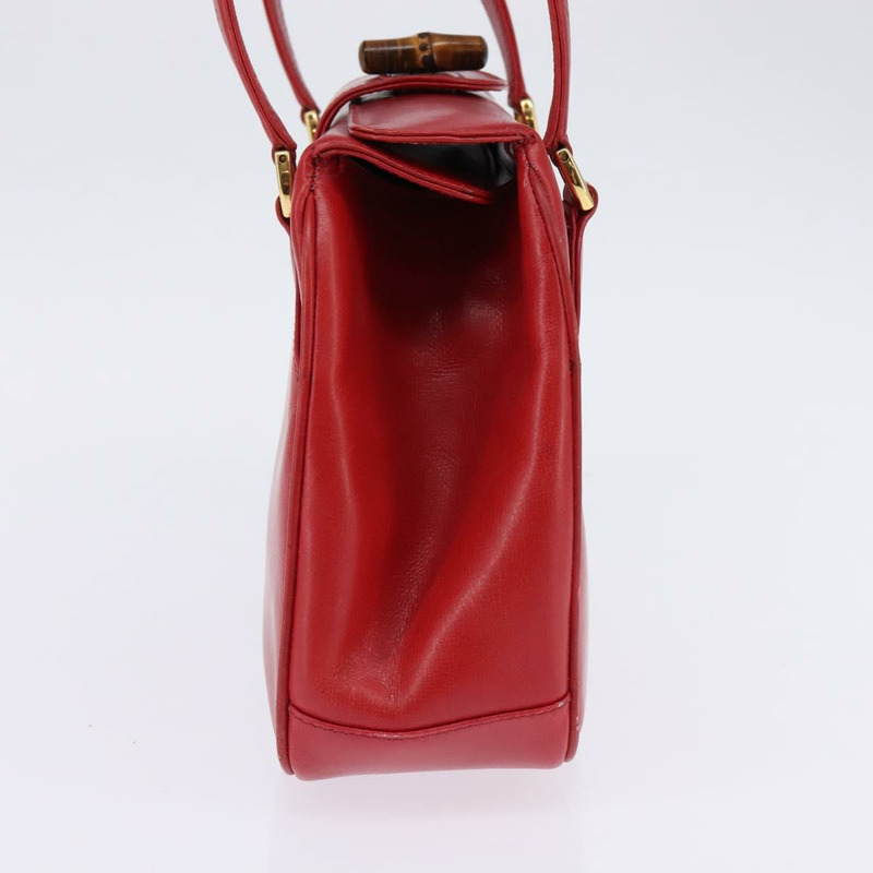 【日本直送】GUCCI 竹節肩背包 皮革 紅色 金色 正品 145209-2