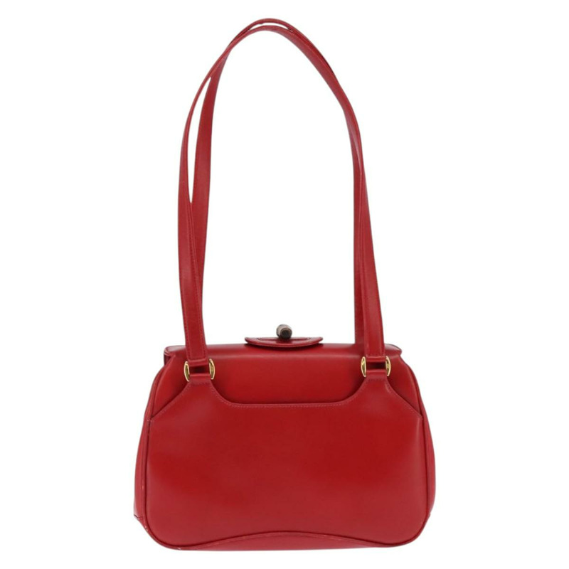 【日本直送】GUCCI 竹節肩背包 皮革 紅色 金色 正品 145209-12