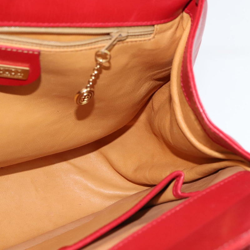 【日本直送】GUCCI 竹節肩背包 皮革 紅色 金色 正品 145209-18