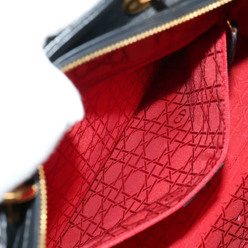 【日本直送】Christian Dior Lady Dior Canage 手提包 皮革 2way 黑色 金色 Auth 145261A-22