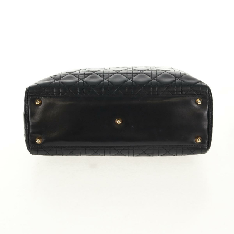 【日本直送】Christian Dior Lady Dior Canage 手提包,黑色金色真皮,正品,貨號 145260A-4