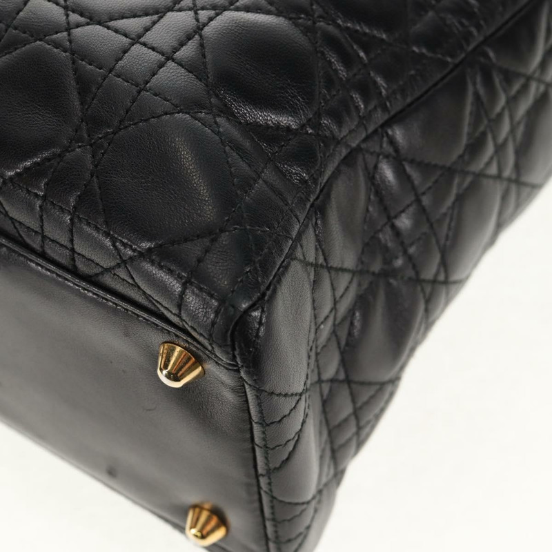 【日本直送】Christian Dior Lady Dior Canage 手提包,黑色金色真皮,正品,貨號 145260A-15