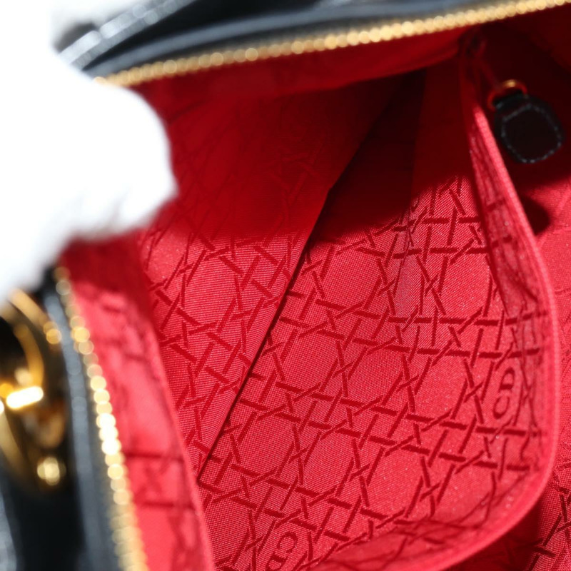 【日本直送】Christian Dior Lady Dior Canage 手提包,黑色金色真皮,正品,貨號 145260A-23