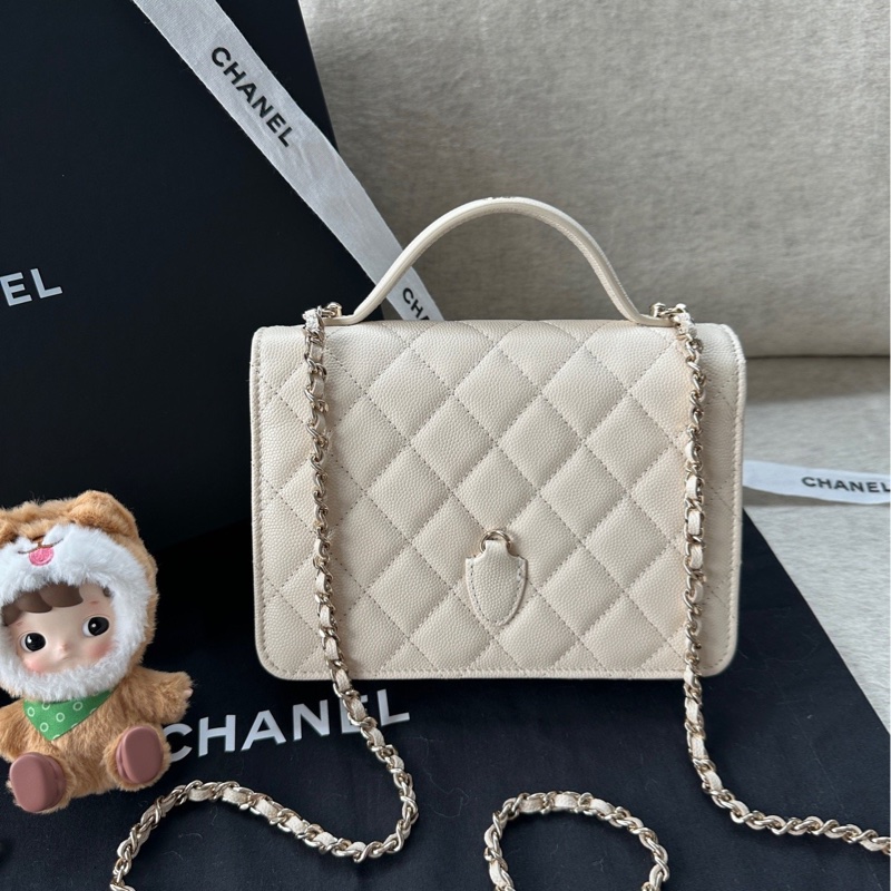 【配件:小票 防塵袋 💕】Chanel 25C 三合一 背包 書包 米金 米色 米白色 金扣 荔枝牛皮 手提 單肩 斜挎 雙肩-1