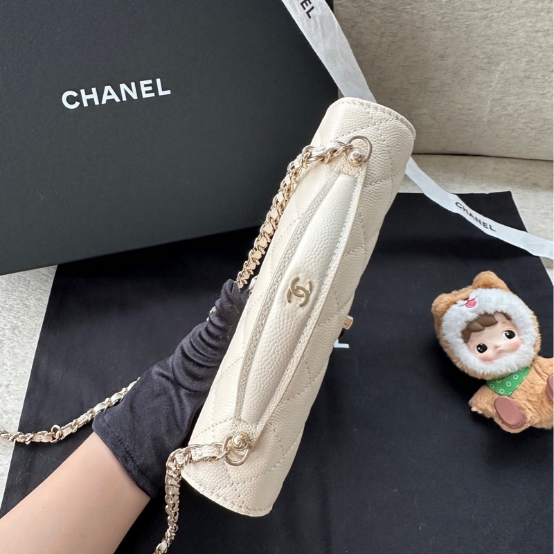 【配件:小票 防塵袋 💕】Chanel 25C 三合一 背包 書包 米金 米色 米白色 金扣 荔枝牛皮 手提 單肩 斜挎 雙肩-3