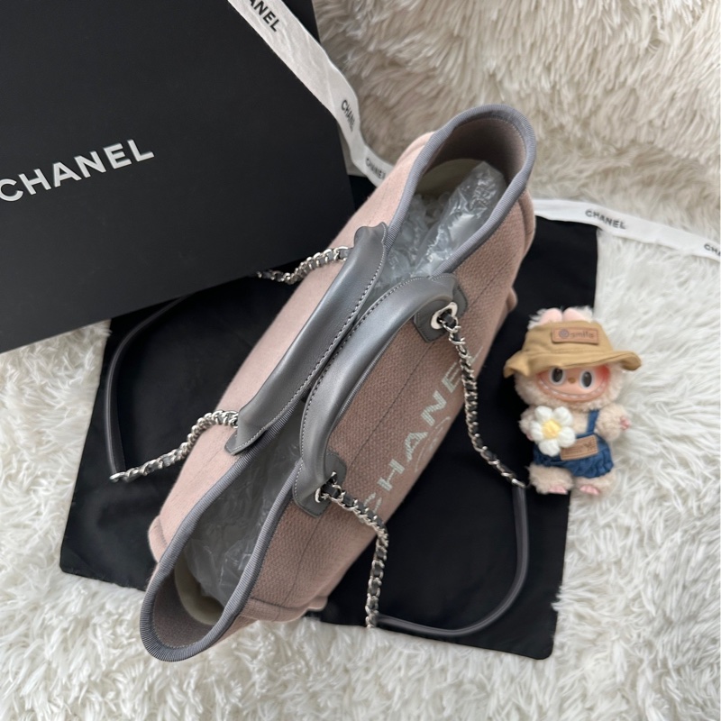 【配件:防塵袋 💕99新】Chanel 22a 沙灘包 咖啡色 銀鏈-3