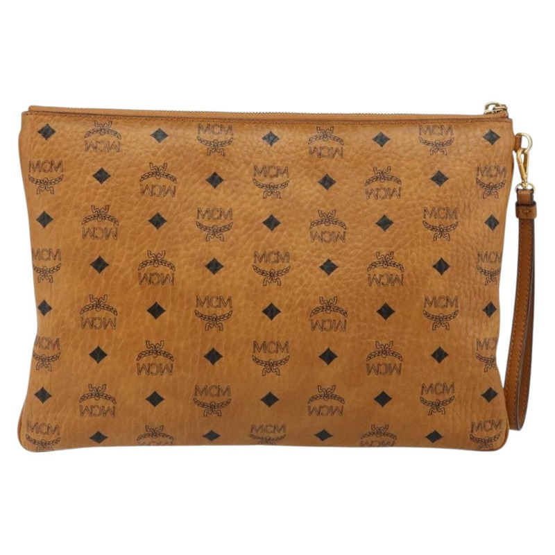 【日本直送】MCM Logoogram Vicetos 手拿包 PVC 皮革 棕色 金色 Auth am9180-1