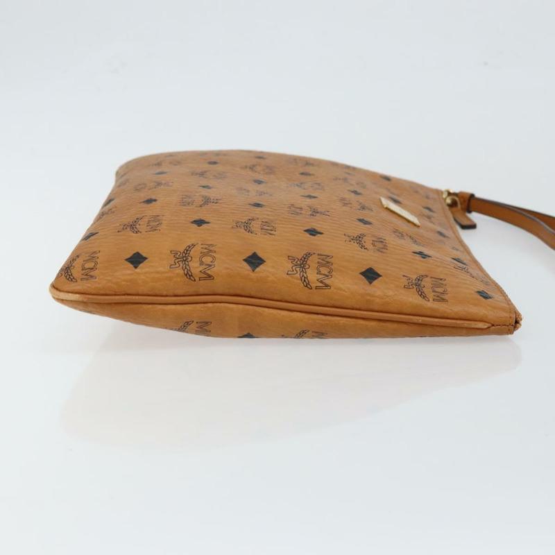 【日本直送】MCM Logoogram Vicetos 手拿包 PVC 皮革 棕色 金色 Auth am9180-2