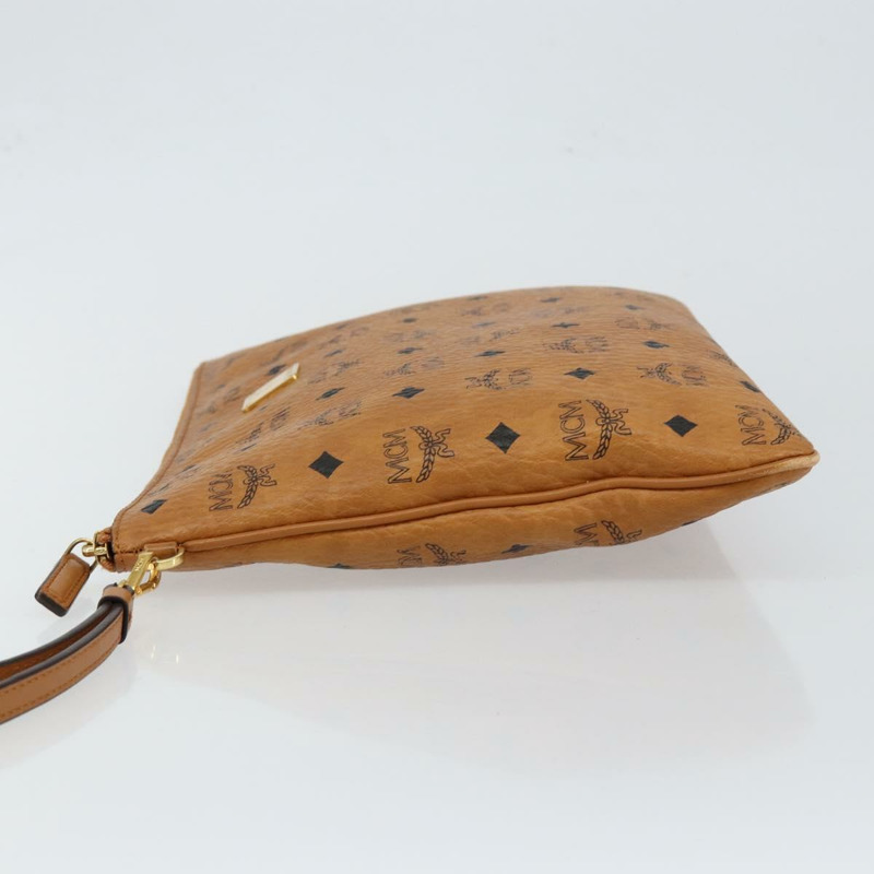 【日本直送】MCM Logoogram Vicetos 手拿包 PVC 皮革 棕色 金色 Auth am9180-3