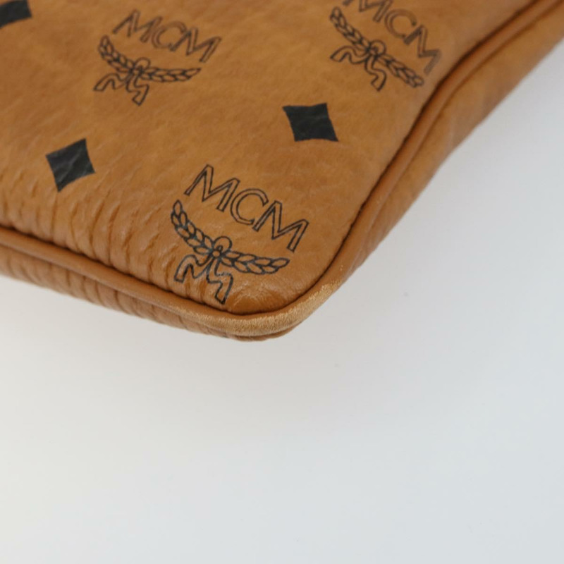 【日本直送】MCM Logoogram Vicetos 手拿包 PVC 皮革 棕色 金色 Auth am9180-6