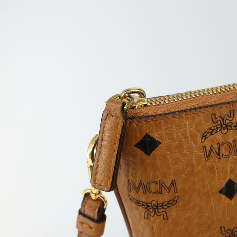 【日本直送】MCM Logoogram Vicetos 手拿包 PVC 皮革 棕色 金色 Auth am9180-7