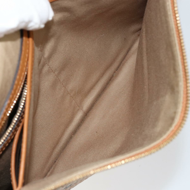 【日本直送】MCM Logoogram Vicetos 手拿包 PVC 皮革 棕色 金色 Auth am9180-10