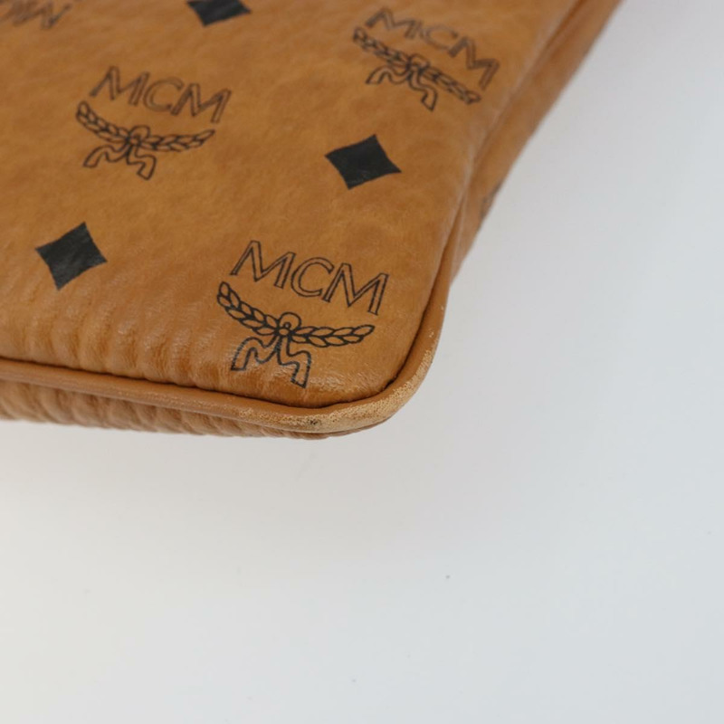 【日本直送】MCM Logoogram Vicetos 手拿包 PVC 皮革 棕色 金色 Auth am9180-14