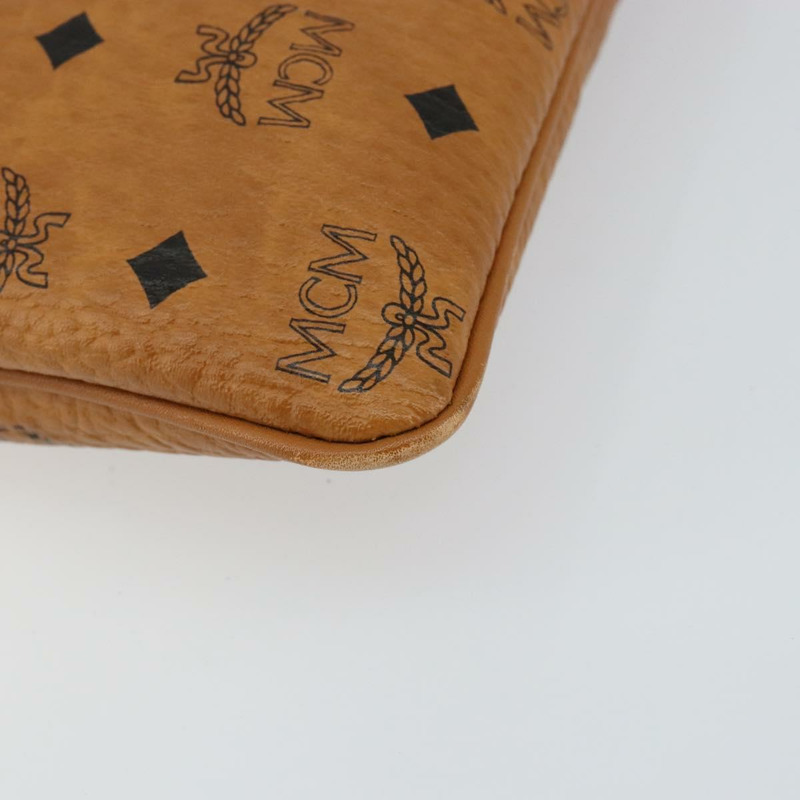 【日本直送】MCM Logoogram Vicetos 手拿包 PVC 皮革 棕色 金色 Auth am9180-15