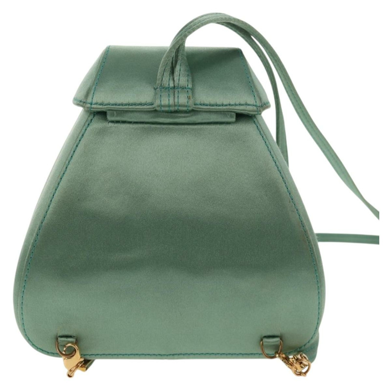 【日本直送】GUCCI 馬銜扣雙肩包 緞面 綠松石藍 金色 005 781 0316 Auth am9199A-1