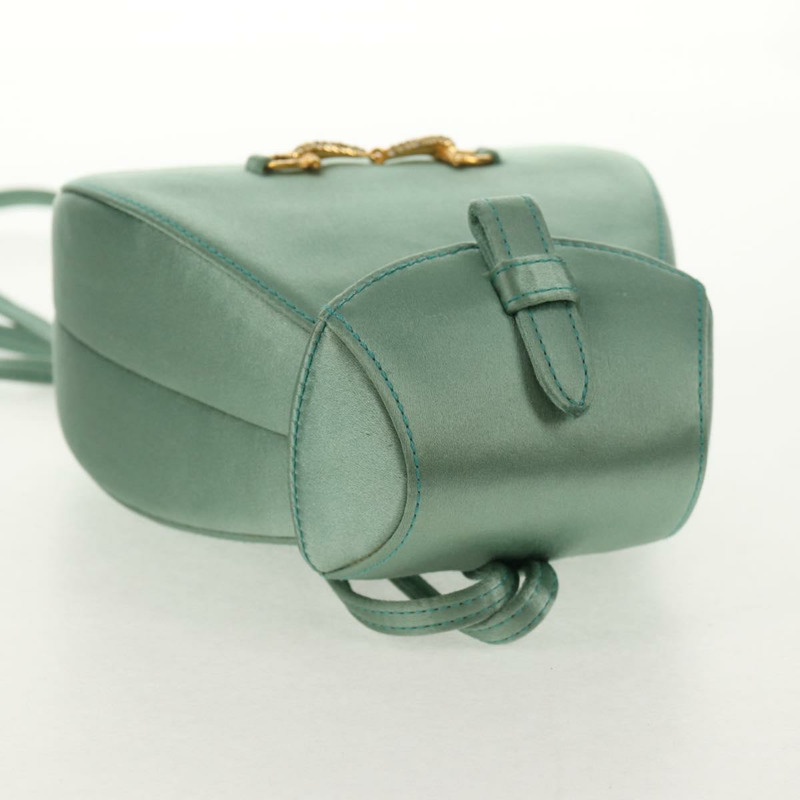 【日本直送】GUCCI 馬銜扣雙肩包 緞面 綠松石藍 金色 005 781 0316 Auth am9199A-5