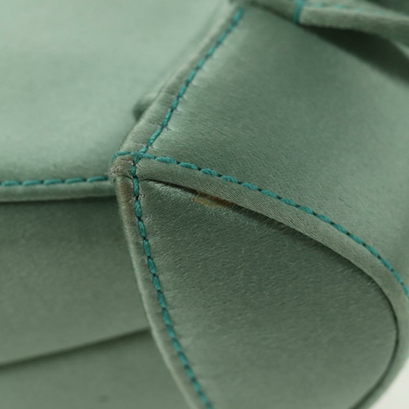 【日本直送】GUCCI 馬銜扣雙肩包 緞面 綠松石藍 金色 005 781 0316 Auth am9199A-18