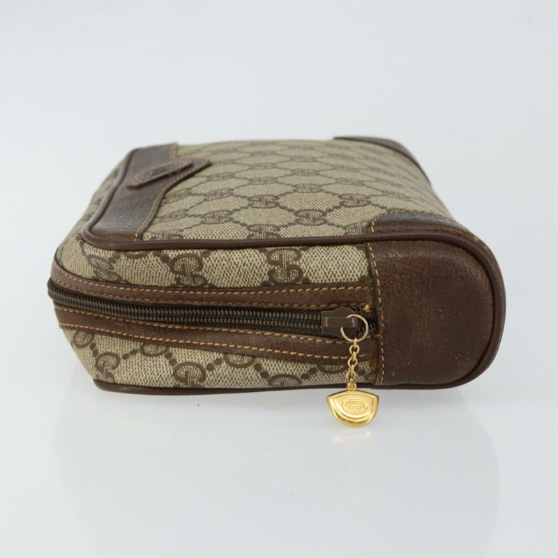 【日本直送】GUCCI GG Supreme 手拿包 PVC 米色 金色 014 89 0094 Auth am9221-3