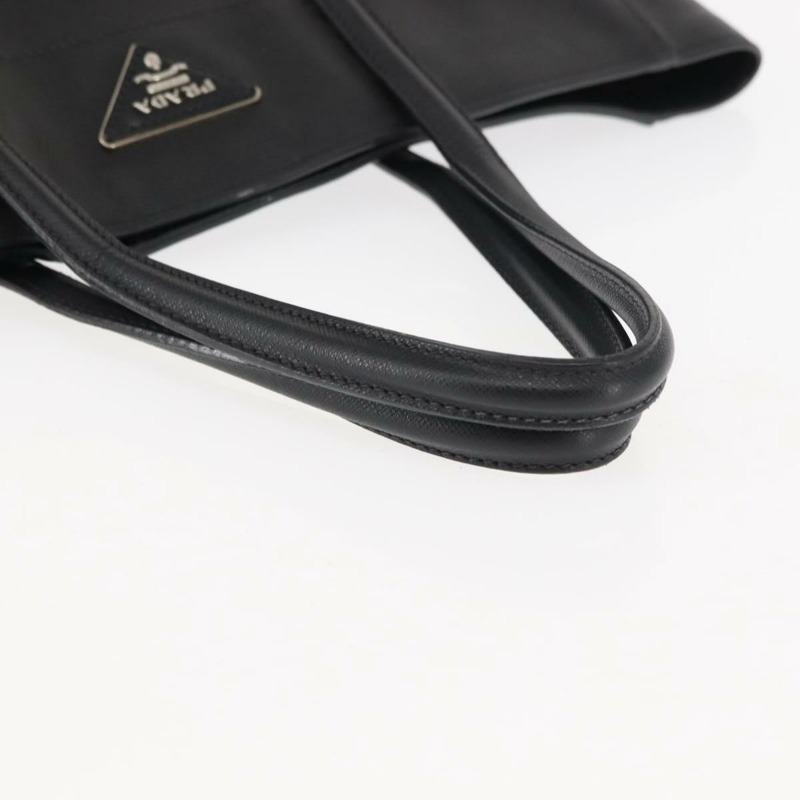 【日本直送】PRADA 托特包 Safiano 皮革 黑色 銀色 Auth am9247-6