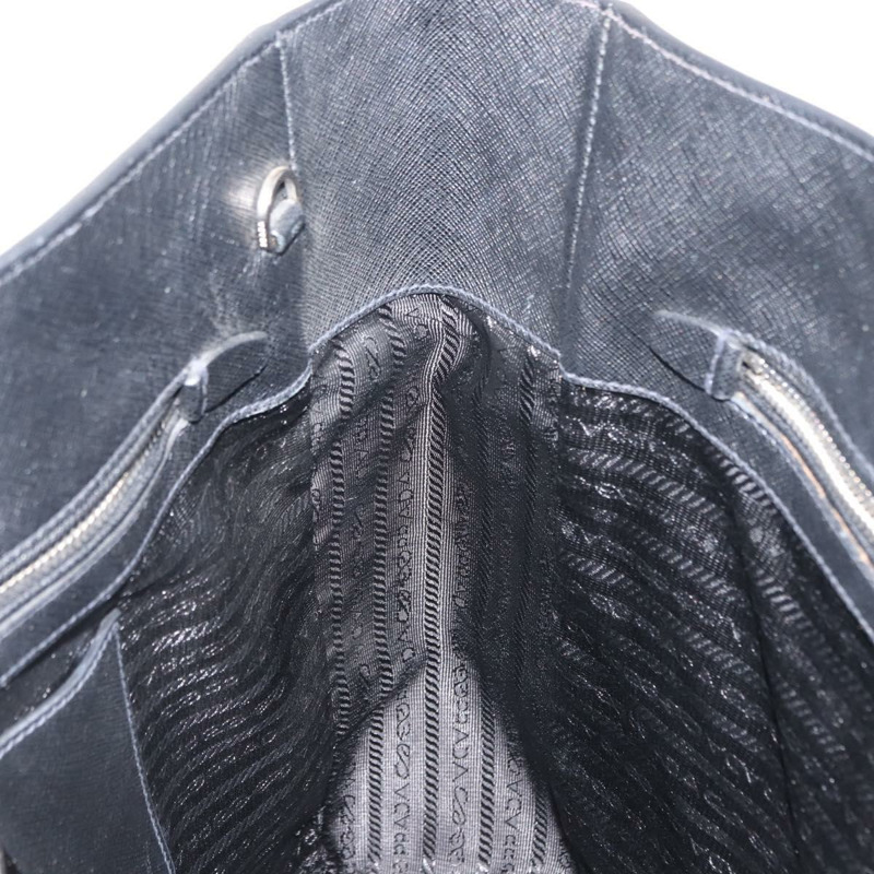 【日本直送】PRADA 托特包 Safiano 皮革 黑色 銀色 Auth am9247-17