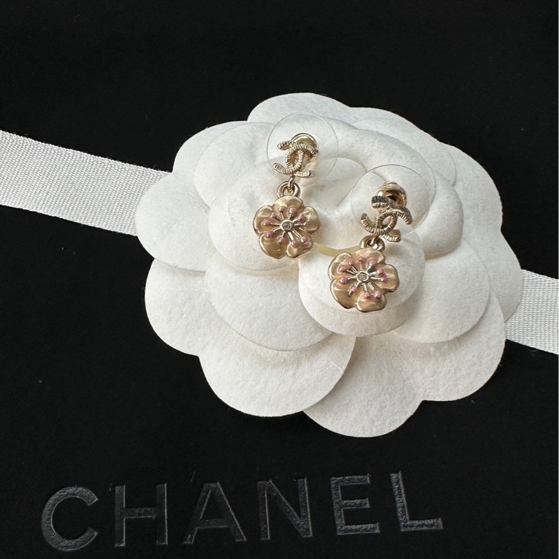 【配件：盒子 💕】Chanel 山茶花 復古金 雙C 耳釘 耳環-2