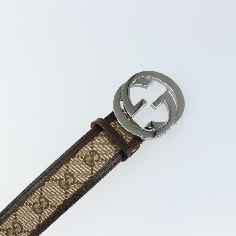 【日本直送】GUCCI GG帆布互扣腰帶 37.4吋 米色 銀色 114876 正品編號 146423-5