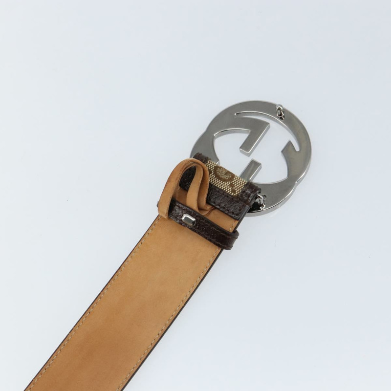 【日本直送】GUCCI GG帆布互扣腰帶 37.4吋 米色 銀色 114876 正品編號 146423-6