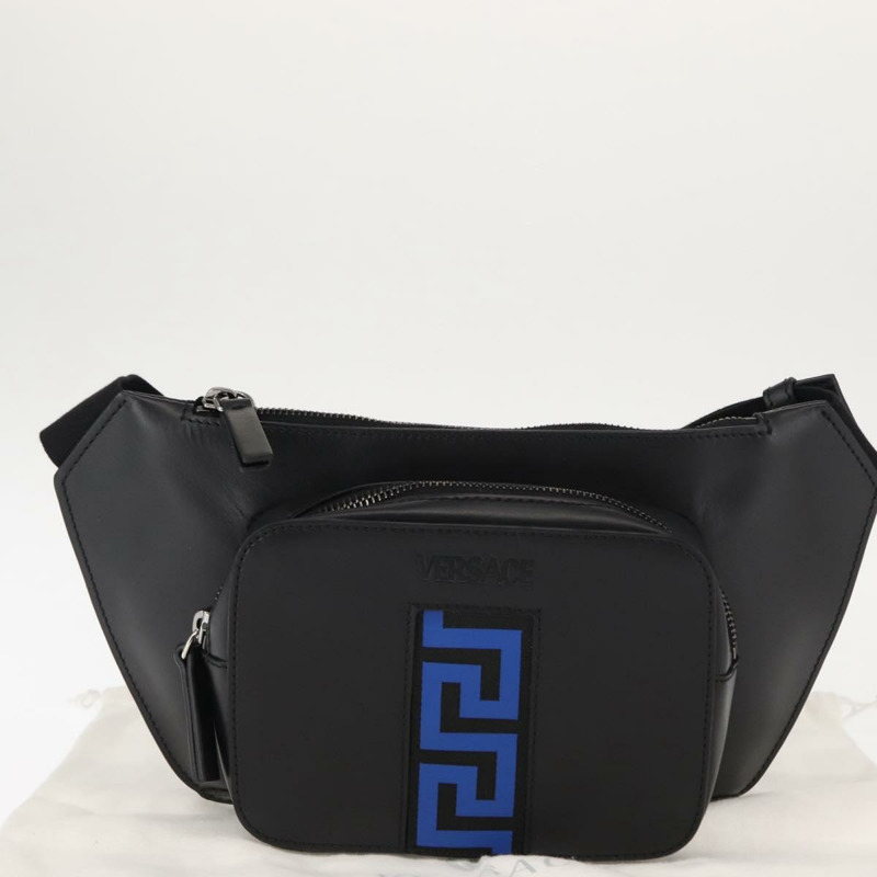 【日本直送】VERSACE 黑色真皮斜背包 Auth am9243-11