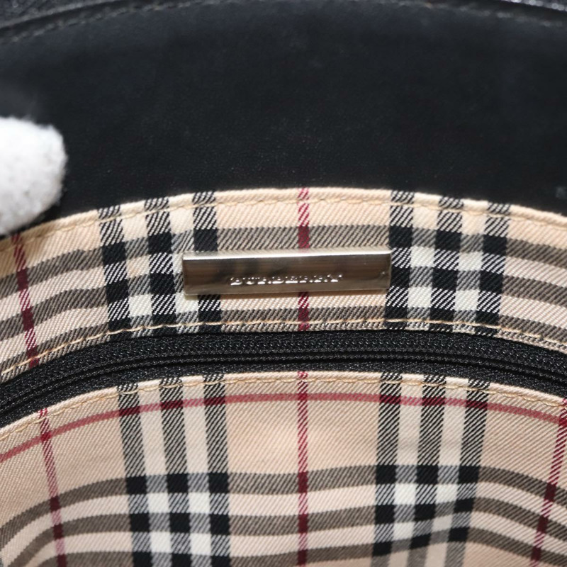 【日本直送】BURBERRY 手提包 皮革 黑色 銀色 正品 am9355-10
