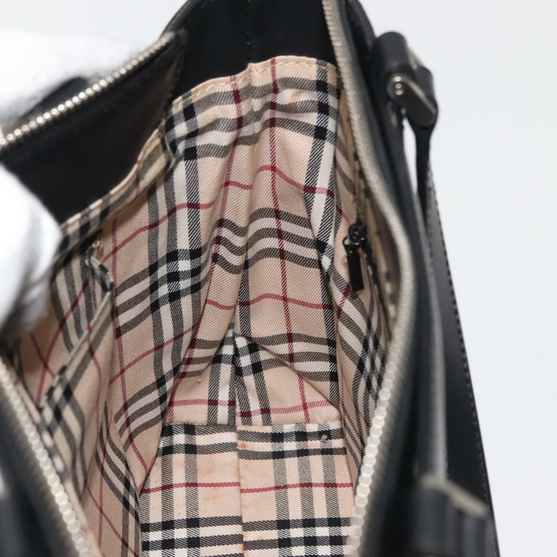 【日本直送】BURBERRY 手提包 皮革 黑色 銀色 正品 am9355-17