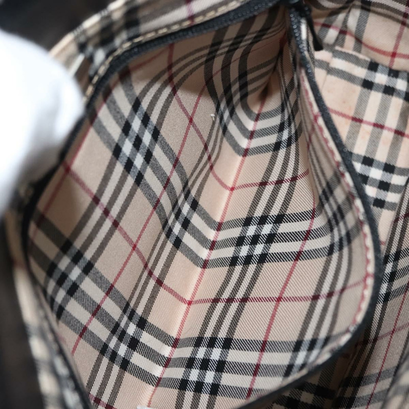 【日本直送】BURBERRY 手提包 皮革 黑色 銀色 正品 am9355-18